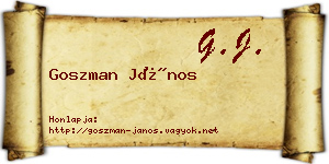 Goszman János névjegykártya